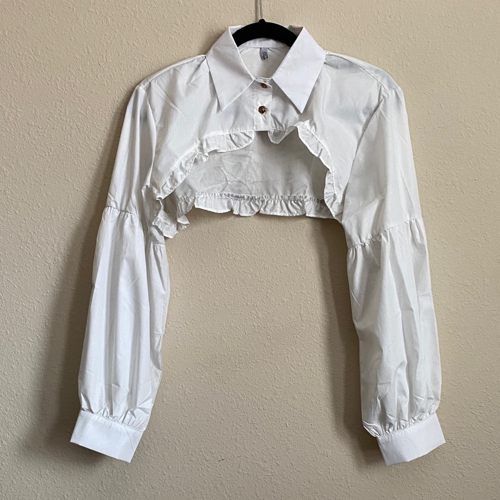 White Ruffled Women's Crop Top